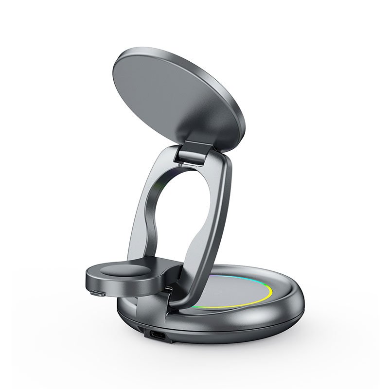 15W 3-in-1 Wireless Charging Station with 360° Rotating Magnetic Phone Stand - Image 3