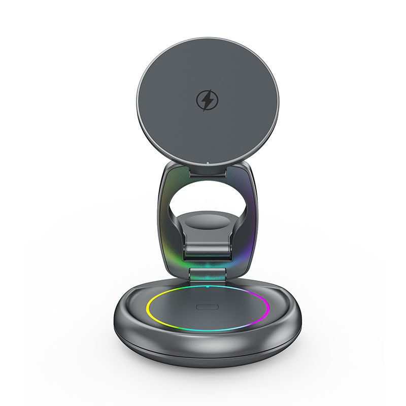 15W 3-in-1 Wireless Charging Station with 360° Rotating Magnetic Phone Stand - Image 4